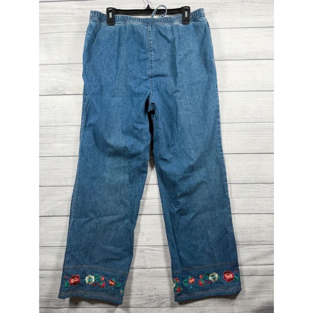 August Max Woman Denim Pants Vintage Plus XL Waist 17in Embroidered #1383
